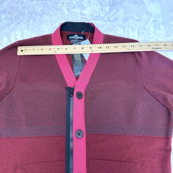 Stone Island Shadow Project Men's Knit Zip-Up Dark Red Wool Blend Cardigan Sz M - Picture 10 of 16